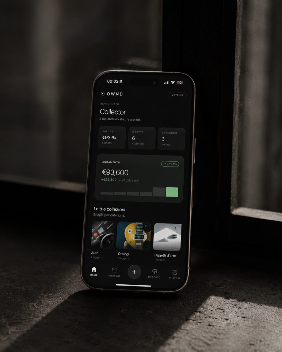 OWND open on a phone, held in hand